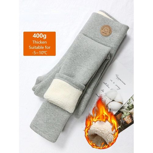 Legging Thermique En Velours Pour Femme,Pantalon Moulant,Très Épais,Garde Au Chaud,Polaire,Gris,Hiver