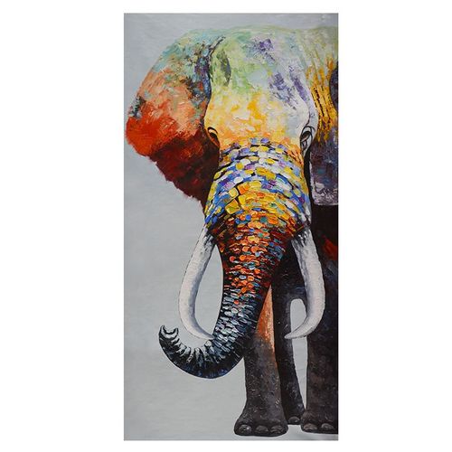 Peinture à l'huile sur toile d'éléphant sauvage, aquarelle, affiches et imprimés scandinave, tableau d'art mural pour salon 40x50cm no frame