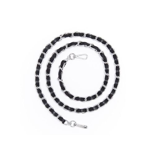Chaîne Téléphone, Pochette Ou Sac En Simili - Argent Et Simili Noir - 120 X 1 Cm - Draeger Argent Et Noir
