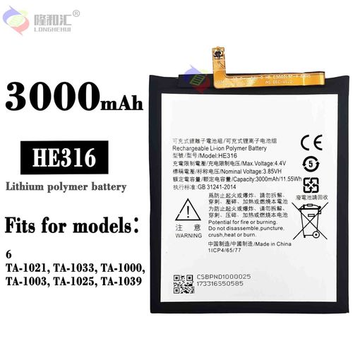 Batterie De Remplacement,Convient Pour La Batterie De Téléphone Portable Nokia Nokia 6 Ta-1000/1003 He316
