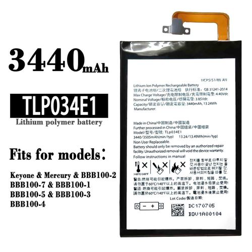 Batterie De Remplacement,Batterie Intégrée Pour Téléphone Mobile Blackberry/Blackberry Keyone Bbb100-1 Tlp034e1