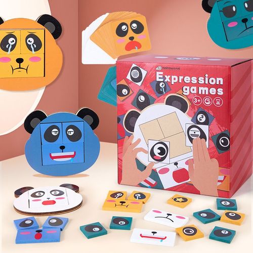 Cube Magique En Bois Pour Enfants, Jeu Éducatif En Forme De Personnage De Dessin Animé Qui Change De Visage, Puzzle En Trois Dimensions