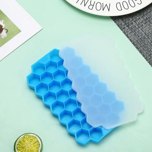 Creative Hmarkets-Boîte À Glaçons En Forme De Cube De Glace,Glacière En Silicone Réutilisable,Moule À Glace Avec Couvercle,Boîte De Congélateur De Jus De Fruits,Été,37 Cavités