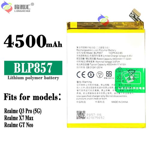 Batterie De Remplacement,Convient Pour La Batterie De Téléphone Portable De Grande Capacité Oppo Realme Gt Neo/Rmx3031 Blp857