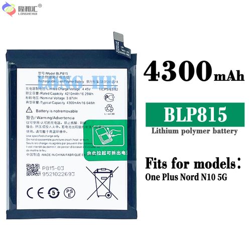 Batterie De Remplacement,Plaque D'alimentation De Batterie De Téléphone Portable Blp815 4300mah Pour Oppo Oneplus Nord N10