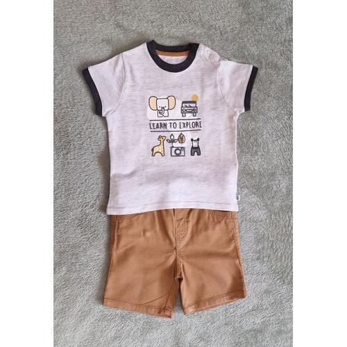 Ensemble T-Shirt + Short Obaïbi 6 Mois, Très Bon État