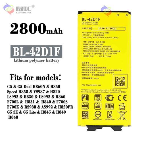 Batterie De Remplacement,Compatible Avec La Batterie De Téléphone Portable Lg G5/Dual H860n/H850/Speed H858/Vs987 Bl-42d1f