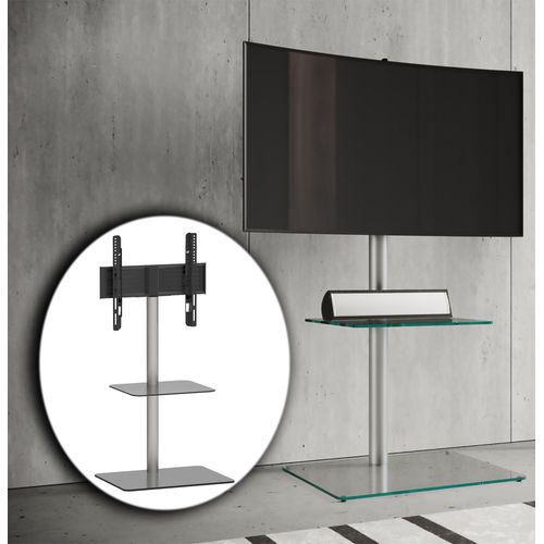 Vcm Pied Tv Alu Rack Télévision Verre Alani Tablette Pied Tv Alu Rack Télévision Verre Alani Tablette