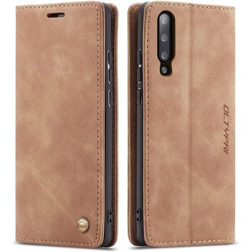 Etui Coque Pour Samsung Galaxy A50, Portefeuille Fentes Cartes Housse Antichoc Cuir Pu Vintage Portefeuille Etui Compatible Avec Samsung Galaxy A50 - Marron