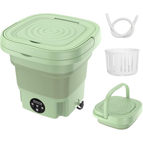 Machine à laver portable avec essoreuse,mini nettoyeur automatique de sous-vêtements et de chaussettes,machine à laver centrifuge pliable,sèche-linge de voyage,8L - Type 8L green