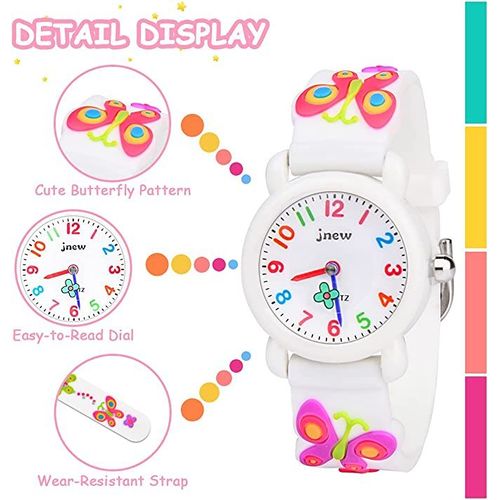 Montre Enfant,Quartz de Luxe étanche et Montre Enfant Numérique Conception de Dessin animé 3D Papillons