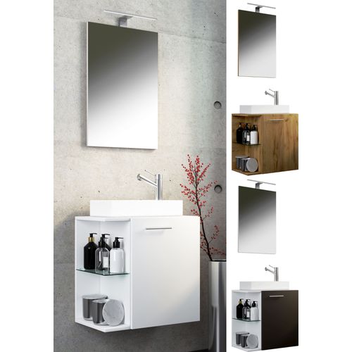 Vcm 3-Pièces Ensemble De Meubles De Salle De Bain Wc Invités Salle De Bains Lavabo Petit Étroit Hausa Sp