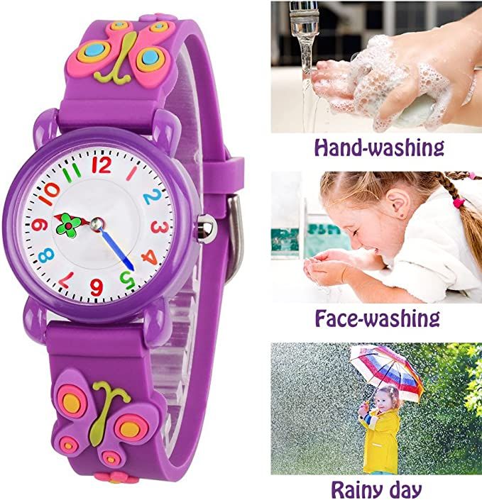 Montre Enfant Garcon Fille Montre Enfant Fille Pour 3-10ans,Montre Enfant En Silicone/Nylon De Dessin Animé, 3atm Mouvement À Quartz