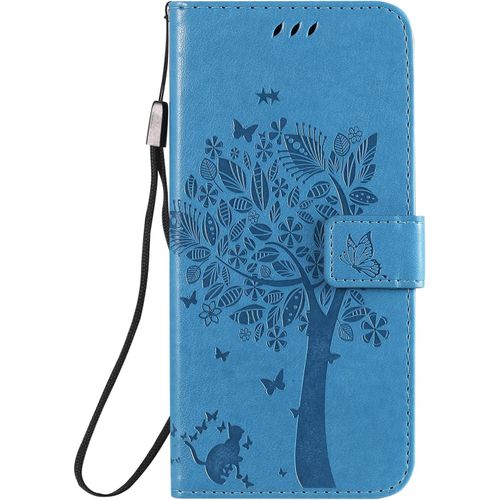 Coque Pour Samsung Galaxy A21s, Etui Samsung A21s, Antichoc Tpu Housse Cuir Flip Case Portefeuille Etui Rabat [Magn¿¿Tique] Coque De Protection Fentes Pour Cartes Cover (Bleu)