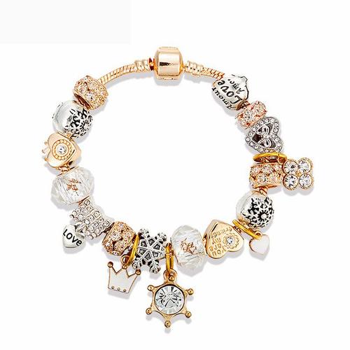 B16090 - 18cm - Bracelet À Breloques En Forme De C¿Ur Pour Femme, Perles De Mode, Chaîne, Diy