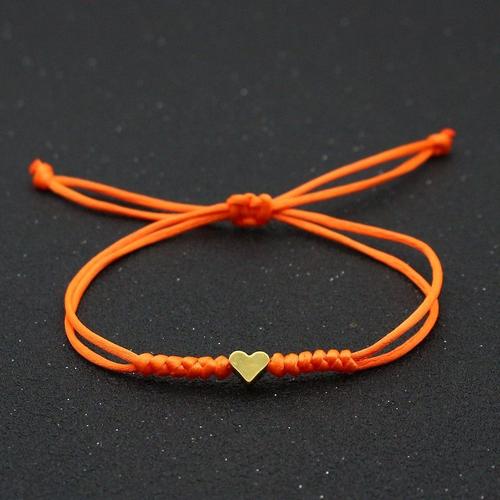 Orange Et Or - Bracelet À Breloques En Forme De C¿Ur Pour Femmes Et Hommes, Bonne Chance, Cordon Rouge Tressé, Réglable, Couple, Bijoux'amitié