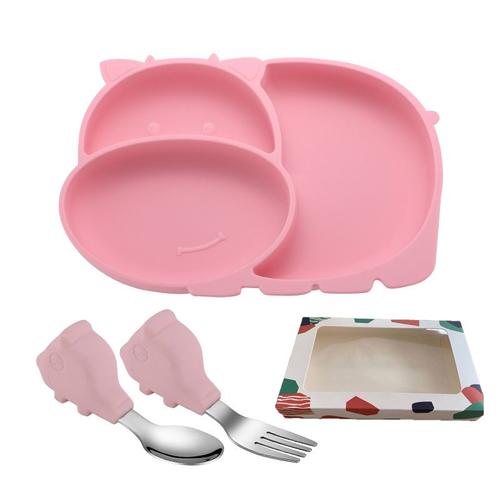 Set vaisselle silicone 4 pièces pink