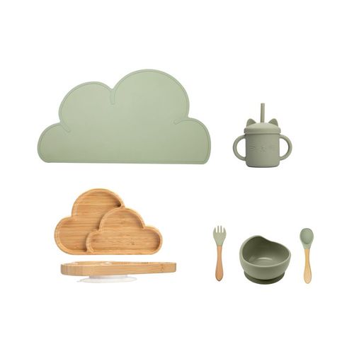 Set De Table En Silicone Pour Bébé, Set Avec Isolation En Forme De Nuage, Napperon Chaud, Tasse D'alimentation Pour Bébé, Fourniture De Formation