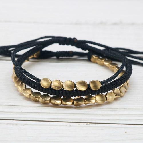 13-Noir - Bracelet Bouddhiste Tibétain Tressé À La Main Avec Perles En Cuivre, Cordon Porte-Bonheur Fait En Ensemble De Fils Pour Femme, Vente En Gros, Qx-06