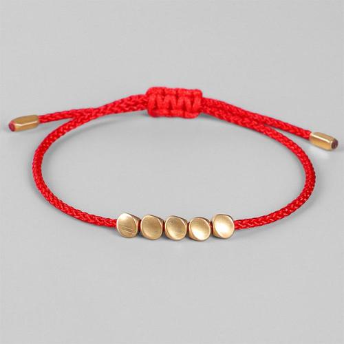 Bracelet Bouddhiste Tibétain Tressé À La Main Avec Perles En Cuivre, Cordon Porte-Bonheur Fait En Ensemble De Fils Pour Femme, Vente En Gros, Qx-06