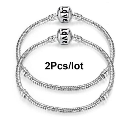 2pcs - 19cm - Bracelet Chaîne En Os De Serpent Plaqué Argent, Couronne, Chaîne O Incrustée, Boucle En Zircon, Bricolage Perlé, Marque, Cadeau, Bijoux