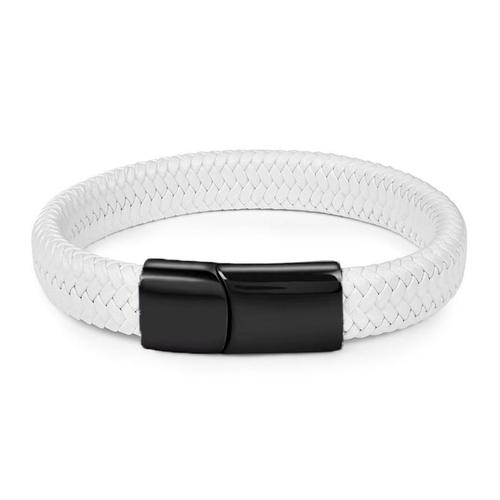 W-Blanc - 22cm - Bracelet Classique Tressé En Cuir Véritable Pour Homme Et Femme, Bijou À 16 Brins, Breloques En Acier Inoxydable, Cadeau Pour Ami