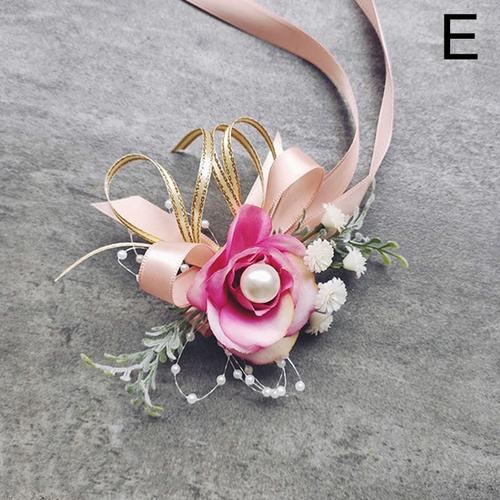 Bracelet De Demoiselle D'honneur Fait À La Main Avec Fleurs Pour Filles, Boutonnière De Fête De Bal De Mariage, Accessoires De Mariage En Tissu