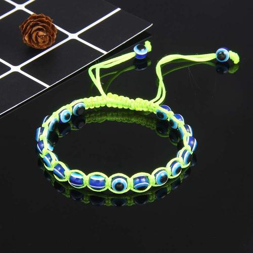 Jaune - Bracelet De Perles Mauvais Yeux Turcs Bleus Colorés, Cordon De Tresse Réglable Porte-Bonheur Pour Hommes Et Femmes, Bijoux Faits À La Main