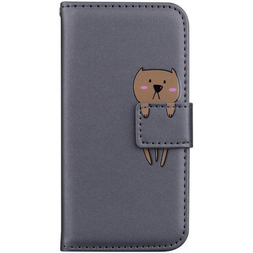Coque Samsung S10 Lite Etui Mignon Animaux Motif Portefeuille Etui Coque Portefeuille Magnetique Samsung Galaxy S10 Lite Antichoc Clapet Protection Carte Housse Cuir Ours Brun Gris
