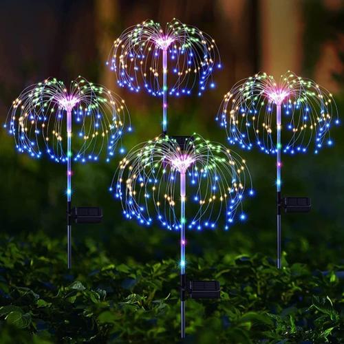 Lampes Solaires De Jardin D'extérieur, Lot De 4 Feux D'artifice Solaires À Faire Soi-Même, Feux D'artifice De Paysage, Feux De Chemin Ip65 Étanches Pour Jardin, Terrasse, Cour, Décor