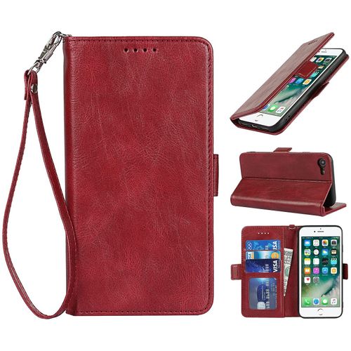Copmob Coque Iphone 7 Plus/8 Plus,Flip Portefeuille ¿¿Tui En Cuir,[3 Fentes][Bloqueur Rfid][Fermeture Magn¿¿Tique],Clapet Housse Etui Rabat Pour Iphone 7 Plus/8 Plus - Rouge