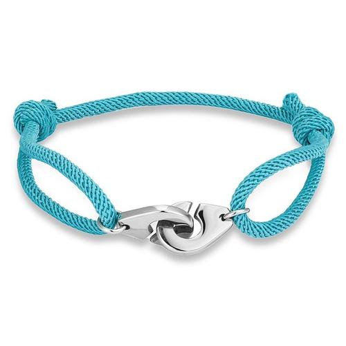 Blue - Bracelet En Acier Inoxydable Avec Accroche Pour Femme Et Homme, Bijou Avec Corde Réglable Et Crochet Style Menottes, Pour Couples, De Haute Qualité