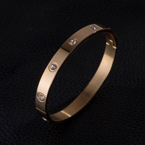 Cristaux Couleur Or - S 16-17cm - Bracelet En Acier Inoxydable Pour Homme Et Femme, Bijou En Cristal, Bijou Fait Main, Cadeau Idéal Pour Couple, Nouvelle Collection 2021