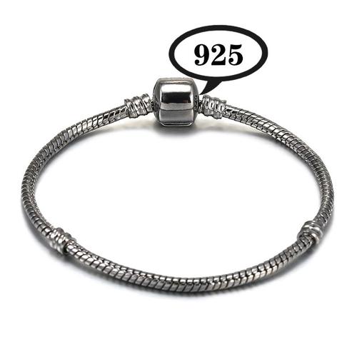 1 Pcs - 19cm - Bracelet En Argent Plaqué Avec Logo 925, Chaîne En Os De Serpent De 3mm, Adapté À La Marque D'origine, Bracelet D'amitié À Faire Soi-Même