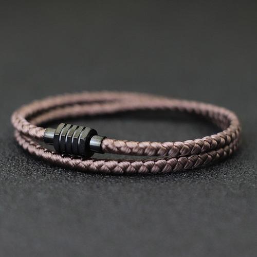 Marron Foncé - Xs 16,5 Cm 6,5 Pouces - Bracelet En Corde De Quille Pour Homme, En Acier Inoxydable, Avec Cadeau Magnétique Pour Mari, Accessoires De Survie