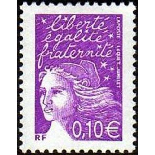 Timbre France 2002 Oblitéré - Marianne De Luquet 0,10€ Violet-Rouge - Yt3446