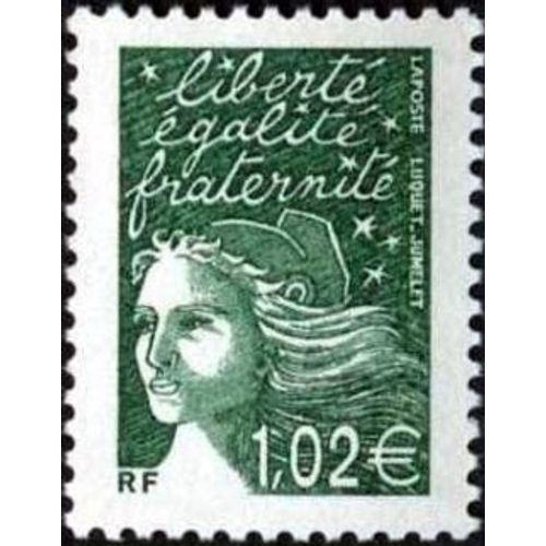 Timbre France 2002 Oblitéré - Marianne De Luquet 1,02 € Vert Foncé - Yt3456