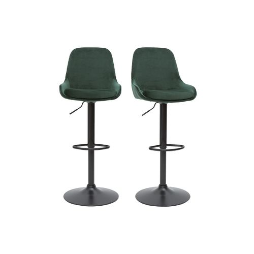 Tabourets De Bar Design Réglables Velours Vert (Lot De 2) Holo