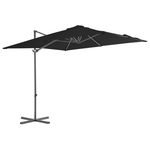 Parasol Déporté Avec Mât En Acier Inclinaison Et Rotation Sur 360 Degrés 250 X 250 Cm Noir Helloshop26 02_0008473