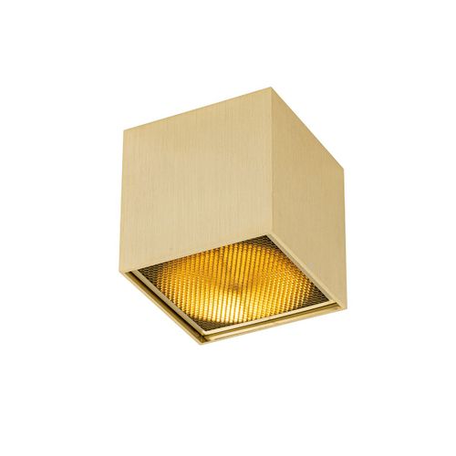 Qazqa Design Design Plafonnier Â Plafonnier Spot Ã  Fixer Au Plafond Goud - Box Honey Aluminium /Acier Dorã© Cube / Luminaire / Lumiere / ÃClairage / Intã©Rieur / Salon / Cuisine Gu10...
