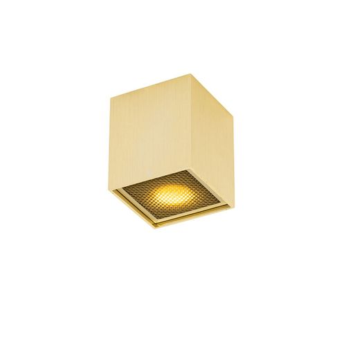 Qazqa Design Design Plafonnier Â Plafonnier Spot Ã  Fixer Au Plafond Goud - Qubo Honey Aluminium /Acier Dorã© Carrã© / Luminaire / Lumiere / ÃClairage / Intã©Rieur / Salon / Cuisine Gu10...