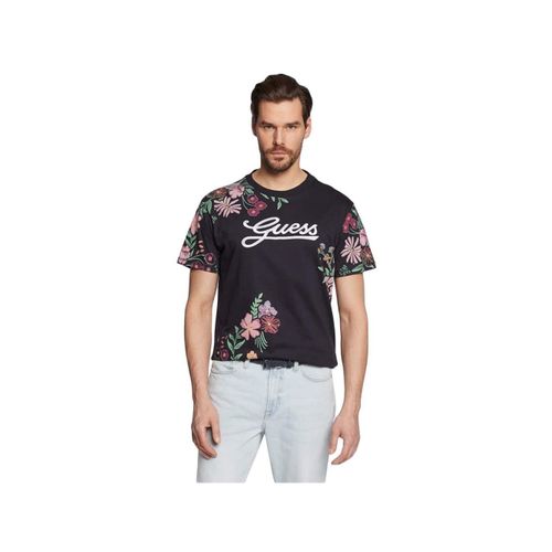 T Shirt Guess Flower Homme Noir