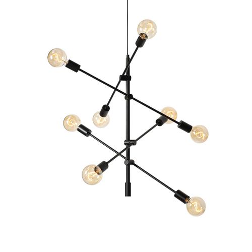 Qazqa Moderne Moderne Hanglamp Zwart 8-Lichts - Sydney Acier Noir Oblongue / Luminaire / Lumiere / ÃClairage / Intã©Rieur / Salon / Cuisine E27 Max. 8 X 40 Watt