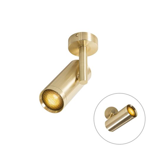Qazqa Design Design Plafonnier Â Plafonnier Spot Ã  Fixer Au Plafond Goud Verstelbaar - Scopio Honey Aluminium /Acier Dorã© Rond / Luminaire / Lumiere / ÃClairage / Intã©Rieur / Cuisine...