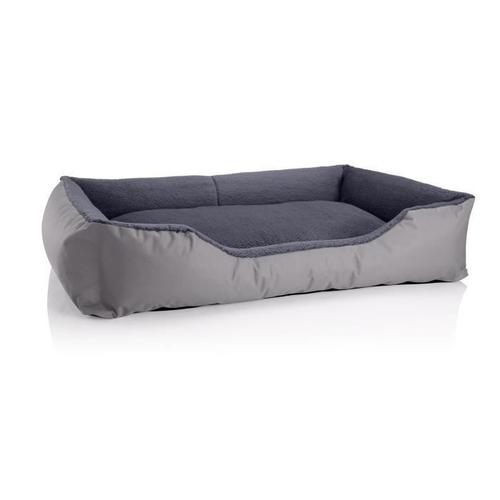 Lit Pour Chien Beddog Teddy,Canapé,Coussin, Panier Corbeille Lavable Avec Bordure [Xxl Env. 120x85cm, Rock-Flow (Gris/Gris)]