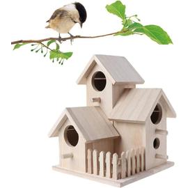 Mangeoire et abreuvoir GENERIQUE Mangeoire à oiseaux à suspendre FONGWAN  Cage à oiseaux extérieure en bois en forme de maison - noir