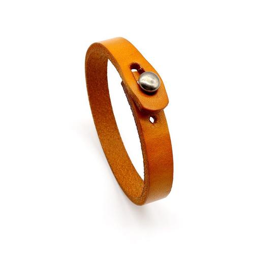Orange - 22cm - Bracelet En Cuir Véritable Pour Homme Et Femme, Jonc, Manchette Rétro Classique À Crochets, Cadeaux, Bracelets Pour Hommes
