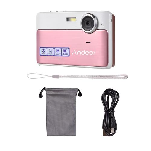 rose - Andoer Caméscope appareil photo numérique 4K, batterie flash intégrée, carte mémoire 32 Go, 2.4 pouces, cadeau de Noël pour enfants, adolescents, amis