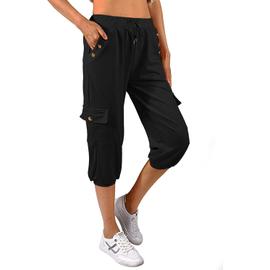 Pantalon Jogging Femme en Coton Pantalon Jogging Femme Chic Élastique  Taille Haute avec Poche Pantalon de Training Sport Yoga et Fitness 1-Blanc  S : : Mode
