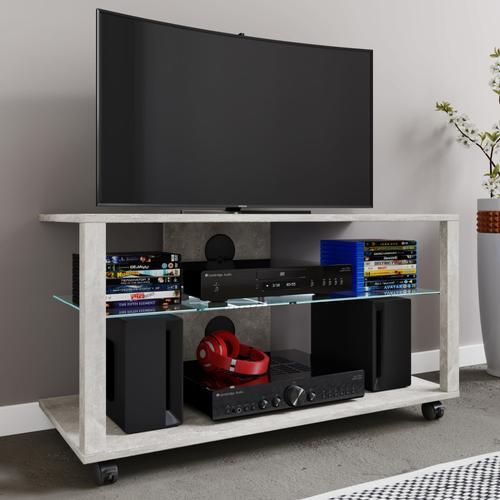 Vcm Bois Tv Lowboard Roulettes Meuble Tv Mobile Rack Console Meuble Tv Table Phono Verre Folas L Bois Tv Lowboard Roulettes Meuble Tv Mobile Rack Console Meuble Tv Table Phono Verre Folas L